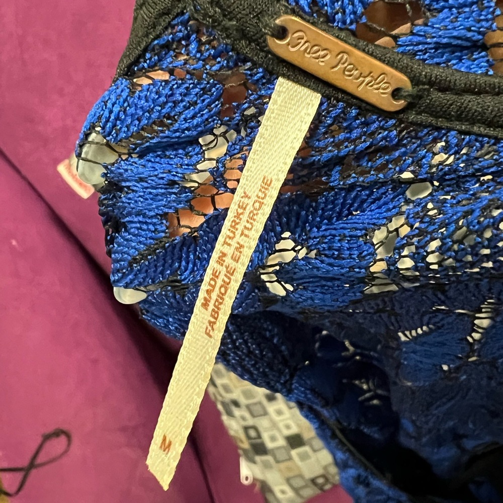 Free People Blue Lace Simone Long Sleeve Mini Dress - Picture 9 of 10
